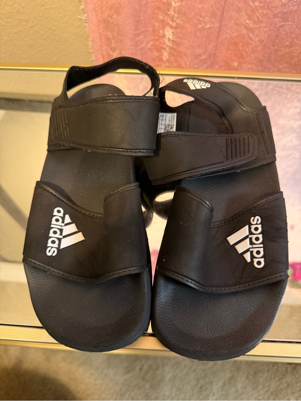 adidas Black Adjustable Strap Slide Sandals